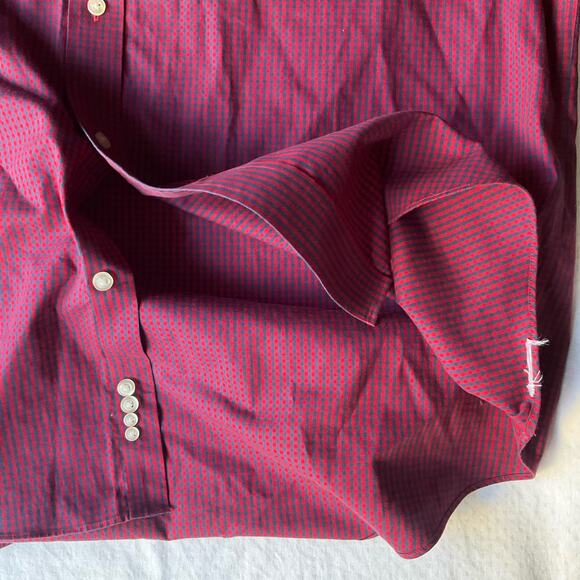 Land’s End Men’s Long Sleeve Button Down Shirt size XL (17-35), Bright Red Blue - Picture 8 of 9